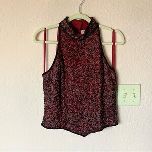 Vintage Y2K 2000s 90s beaded party top